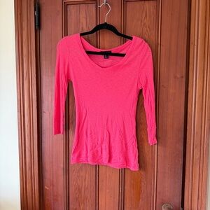 Willi Smith Bight Pink Three Quarter Length Sleeves Tee Shirt Size Small